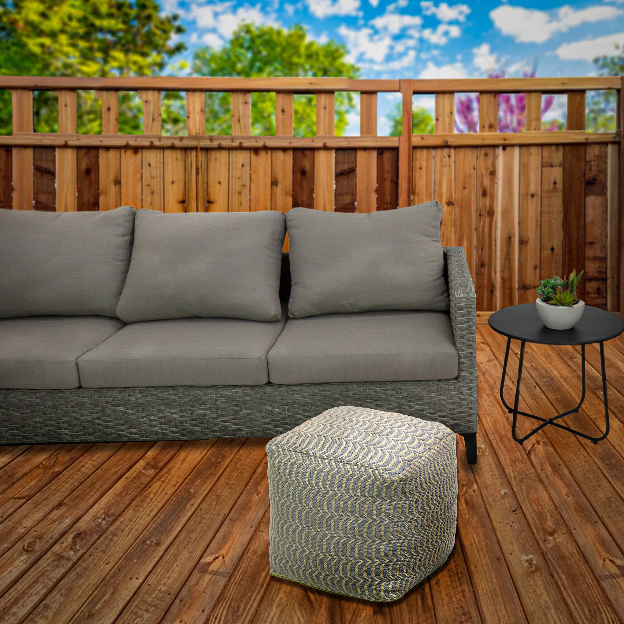16" Hand Woven Pouf Ottoman